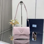 Prada Women Small Padded Re-Nylon Shoulder Bag-Pink