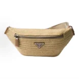 Prada Women Woven Crochet Belt Bag-Natural