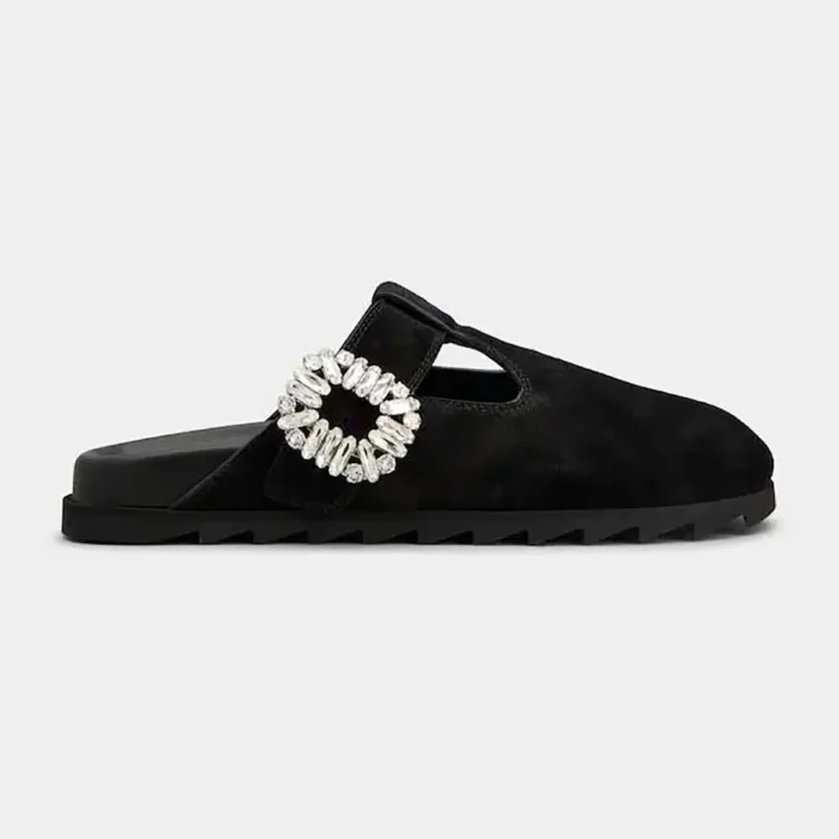 Roger Vivier Women Slidy Viv' Mules in Suede-Black RVW62542100