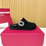 Roger Vivier Women Slidy Viv' Mules in Suede-Black RVW62542100