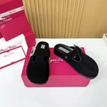 Roger Vivier Women Slidy Viv' Mules in Suede-Black RVW62542100