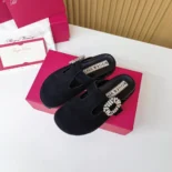 Roger Vivier Women Slidy Viv' Mules in Suede-Black RVW62542100