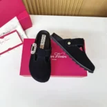 Roger Vivier Women Slidy Viv' Mules in Suede-Black RVW62542100