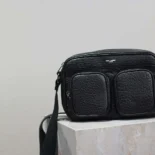Saint Laurent YSL Unisex City Saint Laurent Camera Bag in Grained Leather-Black