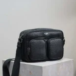 Saint Laurent YSL Unisex City Saint Laurent Camera Bag in Grained Leather-Black