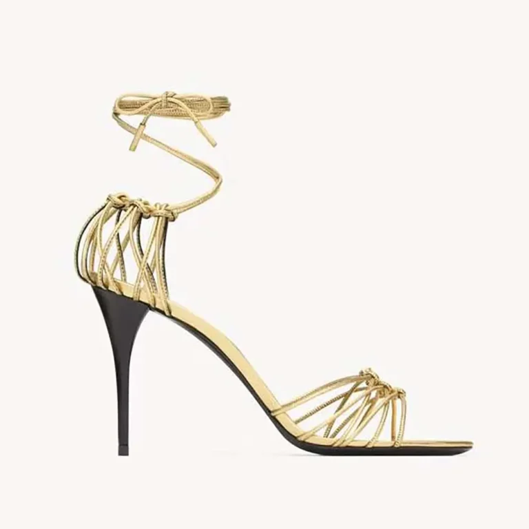Saint Laurent YSL Women Babylone Sandals in Metallic Leather 8219270NL008008