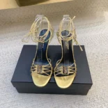 Saint Laurent YSL Women Babylone Sandals in Metallic Leather 8219270NL008008