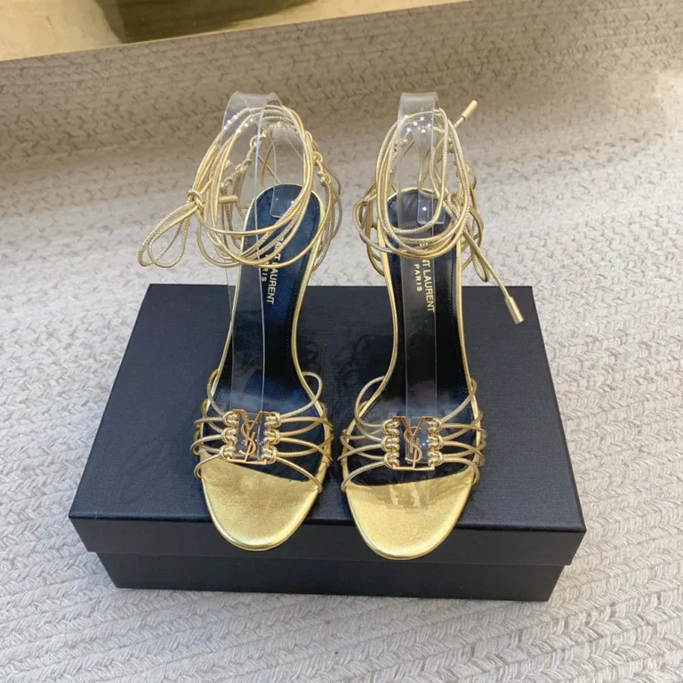 Saint Laurent YSL Women Babylone Sandals in Metallic Leather 8219270NL008008