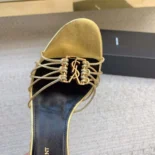 Saint Laurent YSL Women Babylone Sandals in Metallic Leather 8219270NL008008