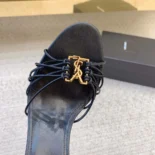 Saint Laurent YSL Women Babylone Sandals in Smooth Leather 7857061N8001000