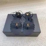 Saint Laurent YSL Women Babylone Sandals in Smooth Leather 820656AAEOF1000