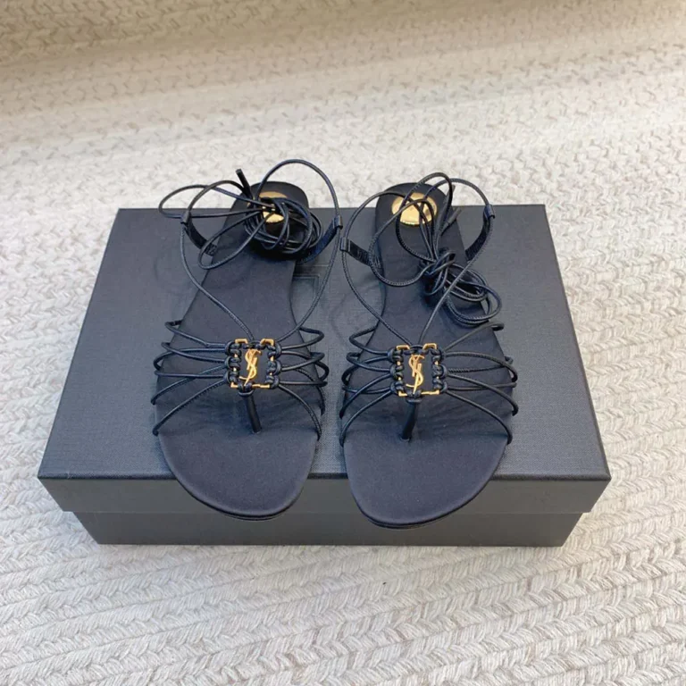 Saint Laurent YSL Women Babylone Sandals in Smooth Leather 820656AAEOF1000