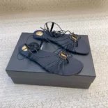 Saint Laurent YSL Women Babylone Sandals in Smooth Leather 820656AAEOF1000