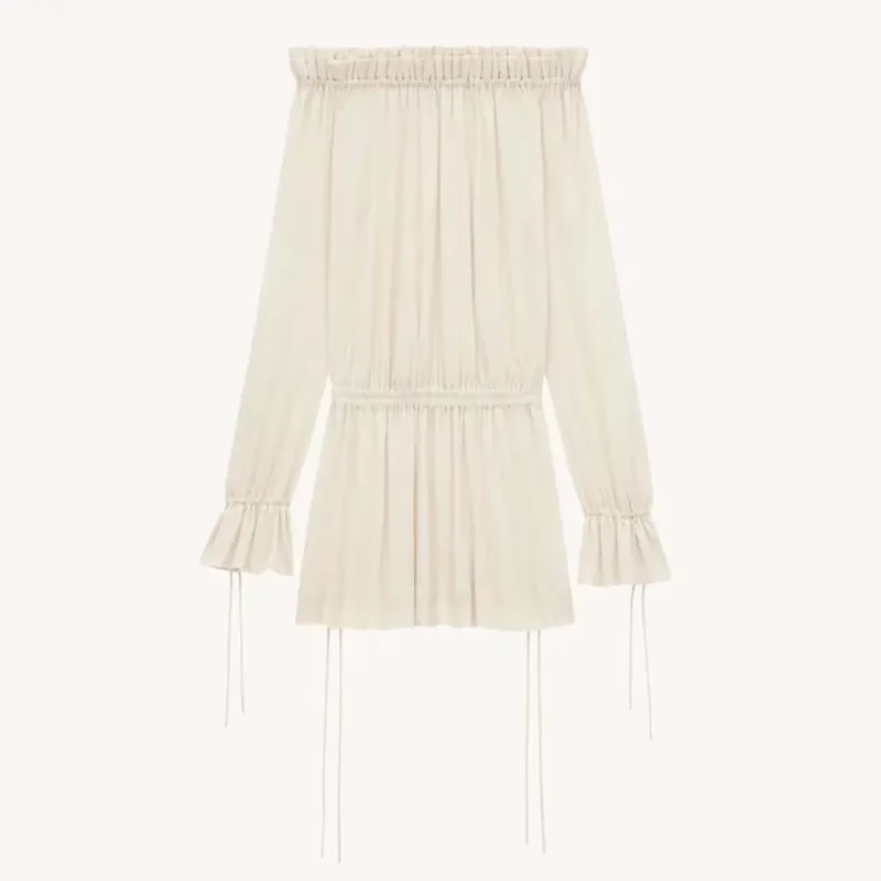 Saint Laurent YSL Women Gathered Dress in Jersey 820926Y6H339601