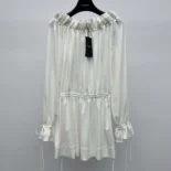 Saint Laurent YSL Women Gathered Dress in Jersey 820926Y6H339601