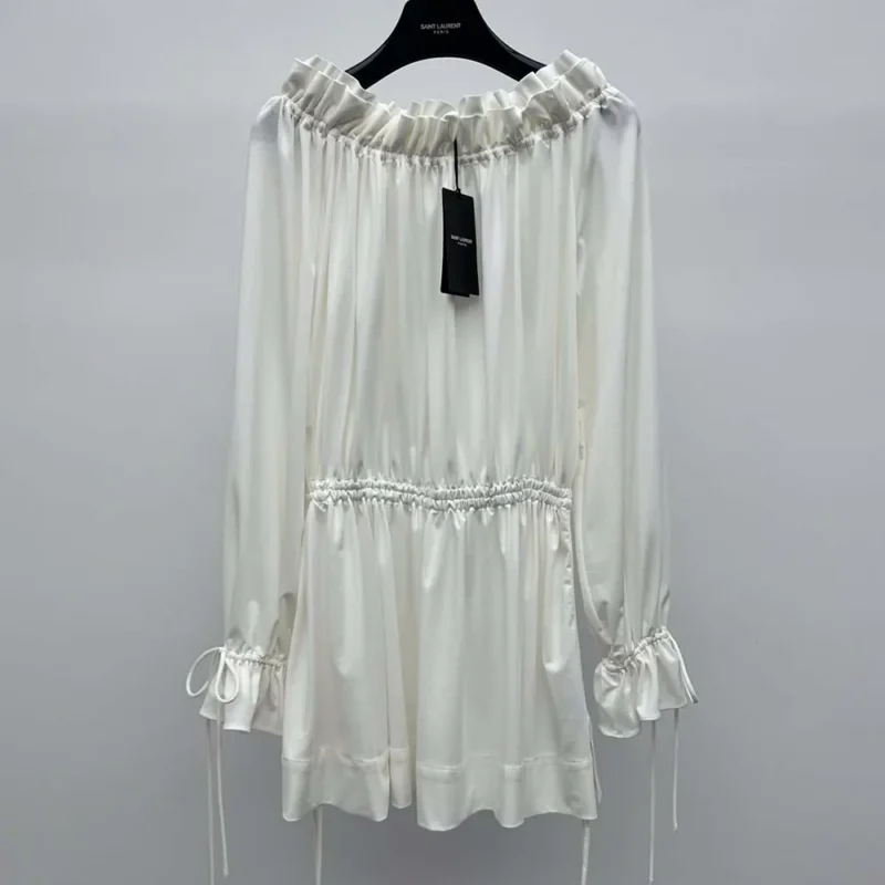 Saint Laurent YSL Women Gathered Dress in Jersey 820926Y6H339601