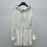 Saint Laurent YSL Women Gathered Dress in Jersey 820926Y6H339601