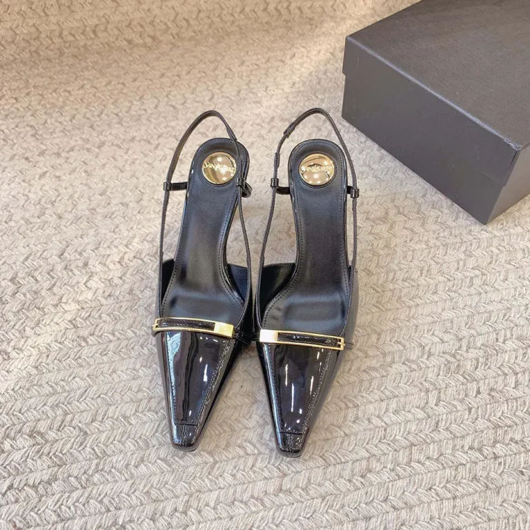 Saint Laurent YSL Women Jacqueline Slingback Pumps in Patent Leather