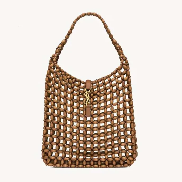 Saint Laurent YSL Women Le 5 A 7 Large in Wood Beads-Brwon