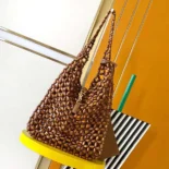 Saint Laurent YSL Women Le 5 A 7 Large in Wood Beads-Brwon