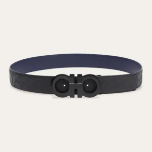 Salvatore Ferragamo Unisex Reversible and Adjustable Gancini Belt-Black