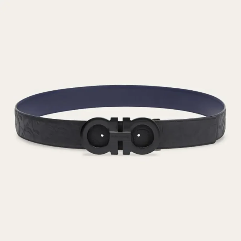 Salvatore Ferragamo Unisex Reversible and Adjustable Gancini Belt-Black