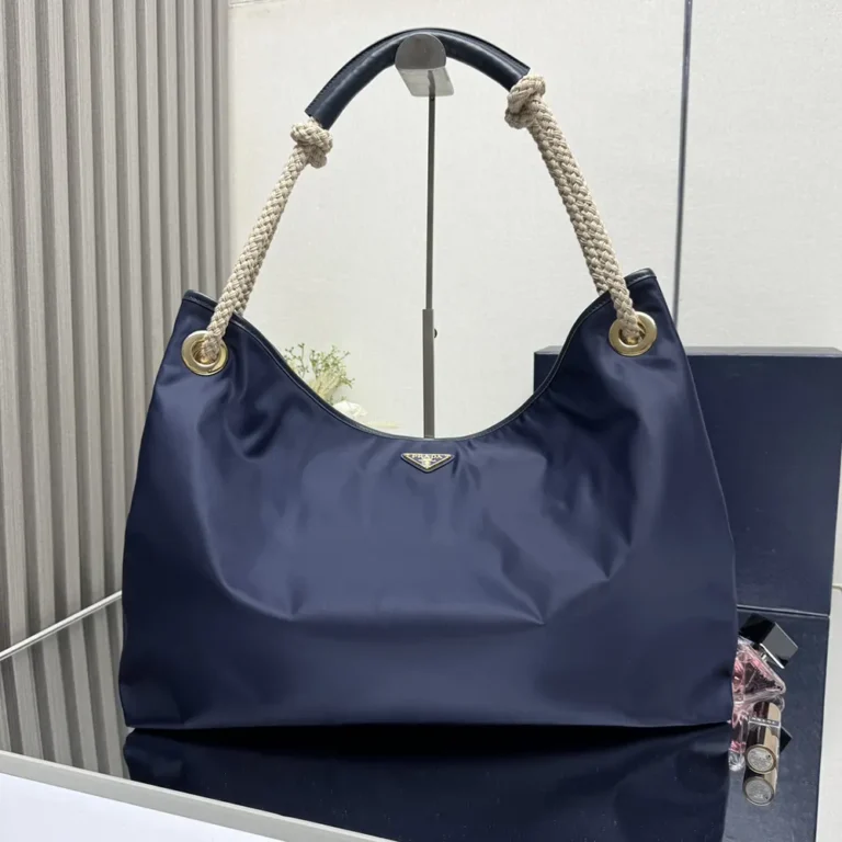 Prada Women Mariner Large Re-Nylon Shoulder Bag-Navy 1BC244