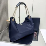 Prada Women Mariner Large Re-Nylon Shoulder Bag-Navy 1BC244