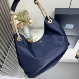 Prada Women Mariner Large Re-Nylon Shoulder Bag-Navy 1BC244