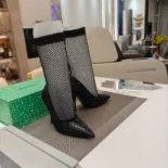 Balenciaga Women Avenue 110mm Bootie in Black Shiny Nappa Lambskin