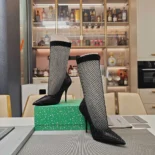 Balenciaga Women Avenue 110mm Bootie in Black Shiny Nappa Lambskin