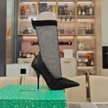 Balenciaga Women Avenue 110mm Bootie in Black Shiny Nappa Lambskin