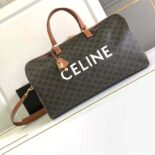 Celine Unisex Large Travel Bag in Triomphe Canvas with Celine Print