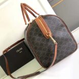 Celine Unisex Large Travel Bag in Triomphe Canvas with Celine Print