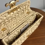Celine Women Chain Shoulder Bag Claude in Raffia Effect Textile