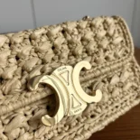 Celine Women Chain Shoulder Bag Claude in Raffia Effect Textile