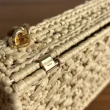 Celine Women Chain Shoulder Bag Claude in Raffia Effect Textile