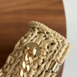 Celine Women Chain Shoulder Bag Claude in Raffia Effect Textile