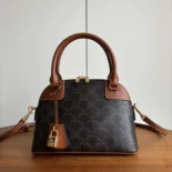 Celine Women Teen Honorine Bag in Triomphe Canvas and Calfskin