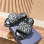 Dior Unisex Aqua Sandal Beige and Black Dior Oblique Jacquard