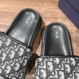 Dior Unisex Aqua Sandal Beige and Black Dior Oblique Jacquard