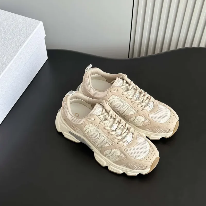 Dior Unisex Chrono Sneaker Beige Mesh and Suede Calfskin KCK414SUH