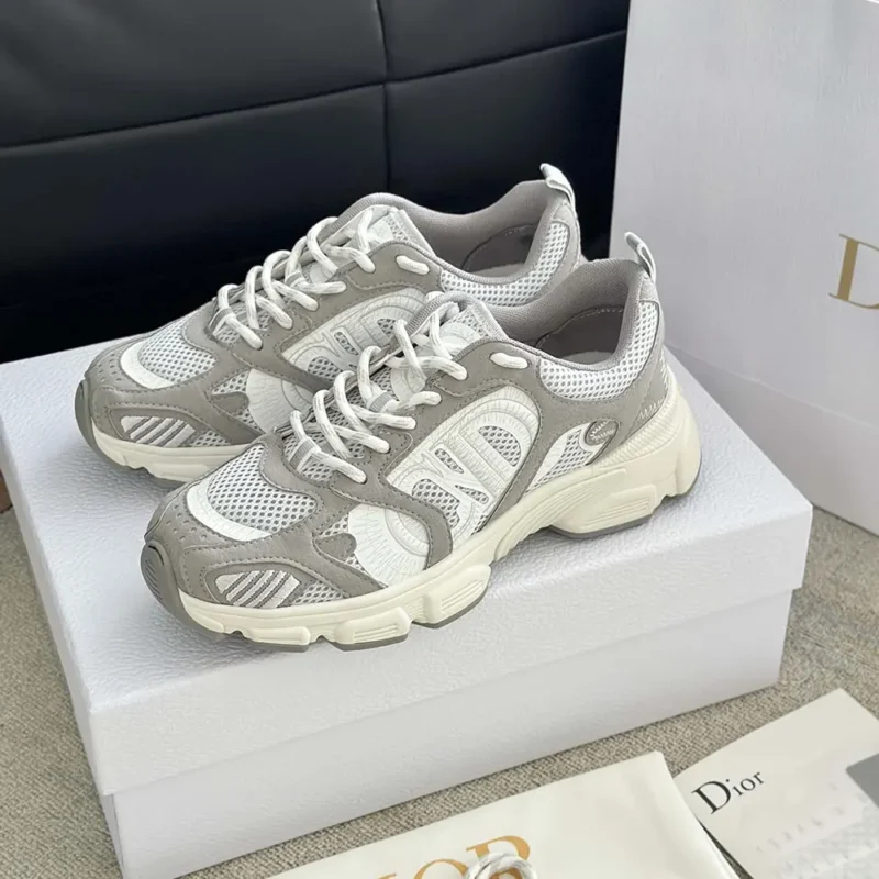 Dior Unisex Chrono Sneaker Gray Mesh and Suede Calfskin KCK414SUH