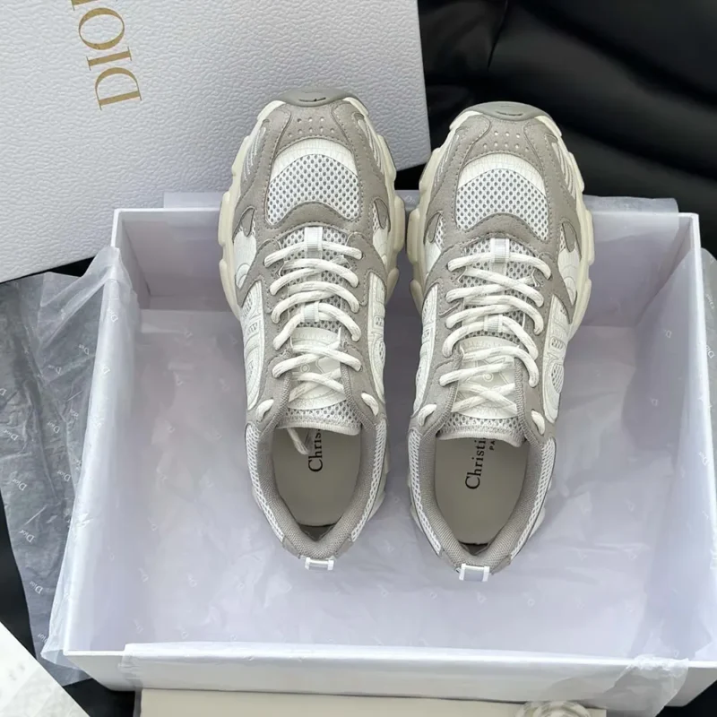 Dior Unisex Chrono Sneaker Gray Mesh and Suede Calfskin KCK414SUH