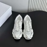 Dior Unisex Chrono Sneaker White Mesh with Silver-Tone and White Laminated Leather-Effect Inserts
