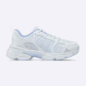 Dior Unisex Chrono Sneaker White and Sky Blue Mesh and Leather-Effect Panels