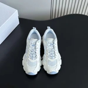 Dior Unisex Chrono Sneaker White and Sky Blue Mesh and Leather-Effect Panels