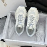 Dior Unisex Chrono Sneaker White and Sky Blue Mesh and Leather-Effect Panels
