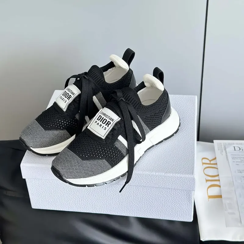 Dior Unisex Run'n'Dior Sneaker Black and White Technical Mesh KCK447TLK