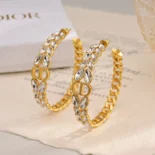 Dior Women 30 Montaigne Prestige Hoop Earrings Gold-Finish Metal and Silver-Tone Crystals